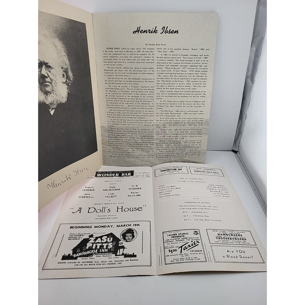 "A Doll's House" Souvenir Program by James B. Cassidy