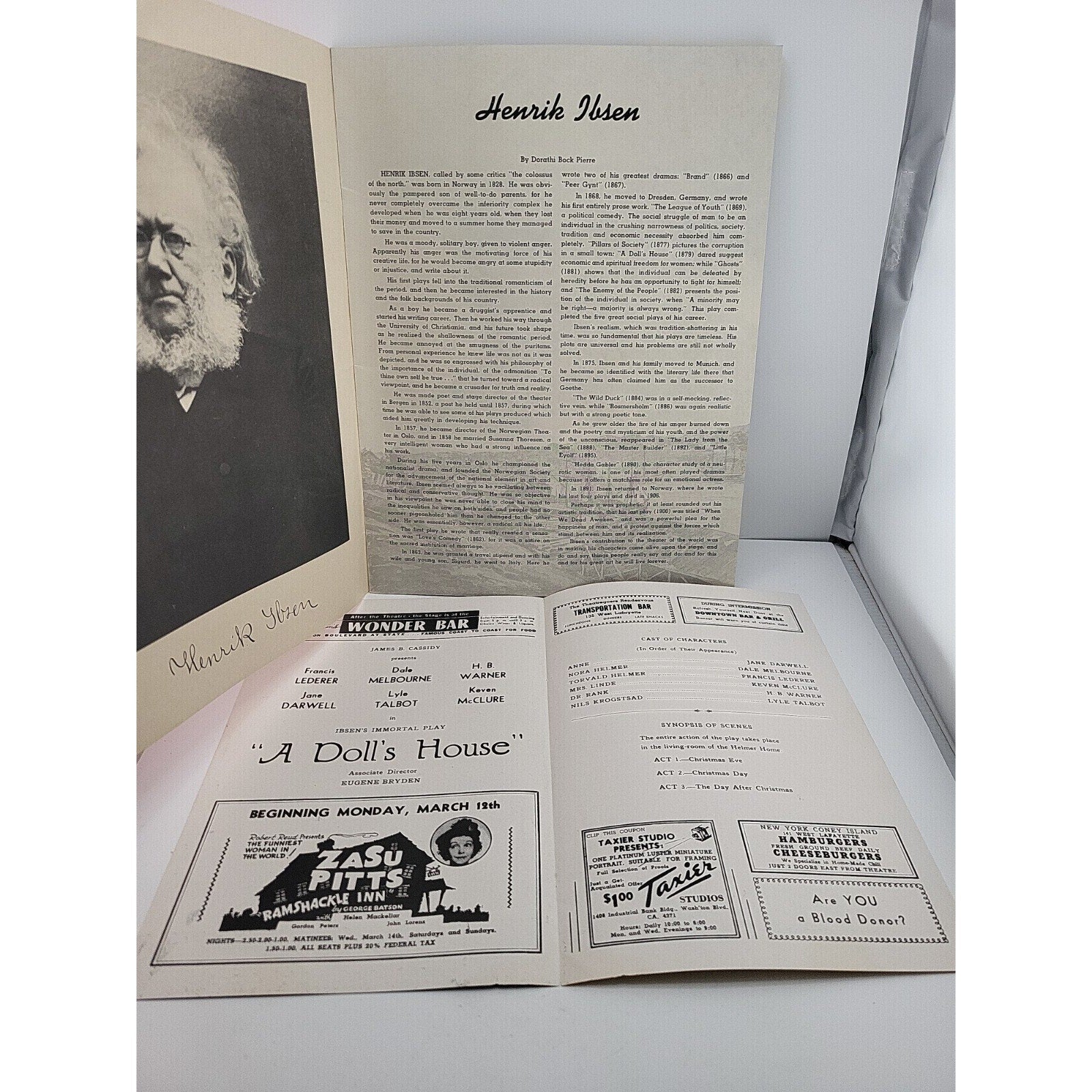 "A Doll's House" Souvenir Program by James B. Cassidy