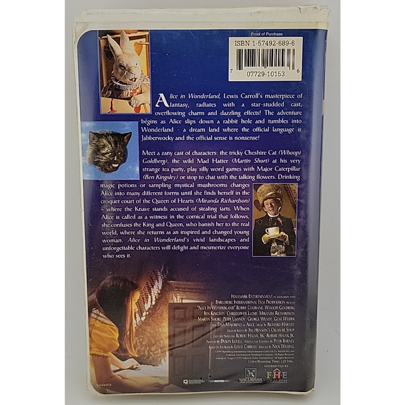 Alice In Wonderland (VHS, 1999, Clam Shell Case)