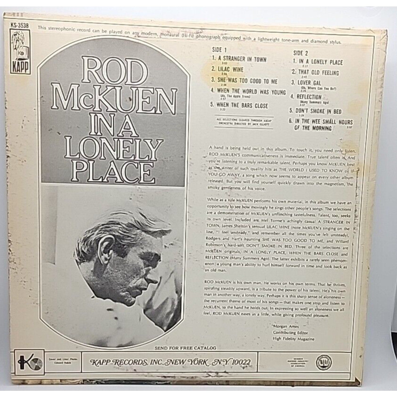 Rod McKuen In A Lonely Place (Record)