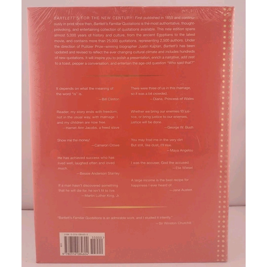 Bartlett's Familiar Quotations by John Bartlett (2002, Hardcover) *Brand New*