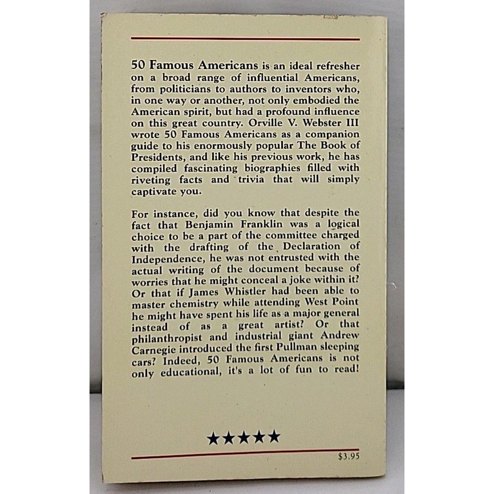 50 Famous Americans by Orville Webster III, Paperback 1991