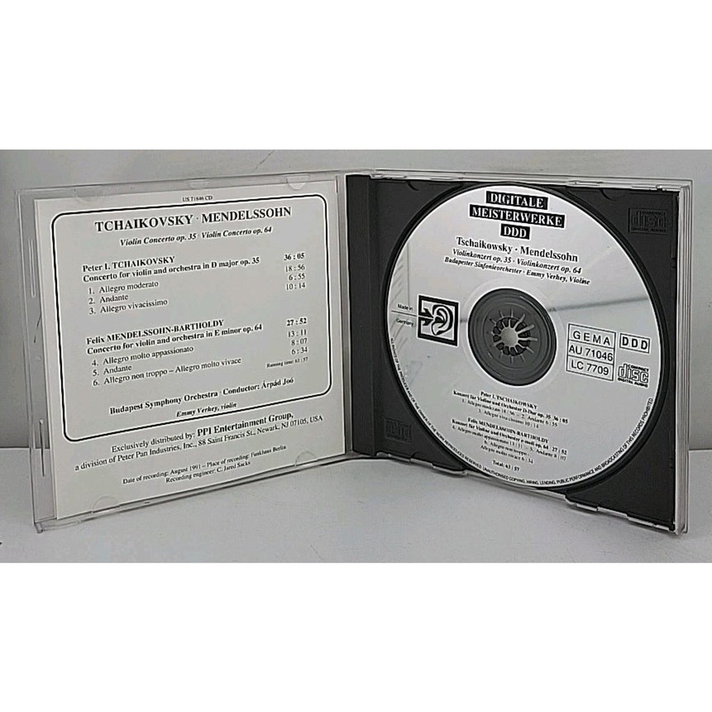 Tchaikovsky Mendelssohn Violin Concertos Joó, Verhey DDD CD Made In Germany 1991