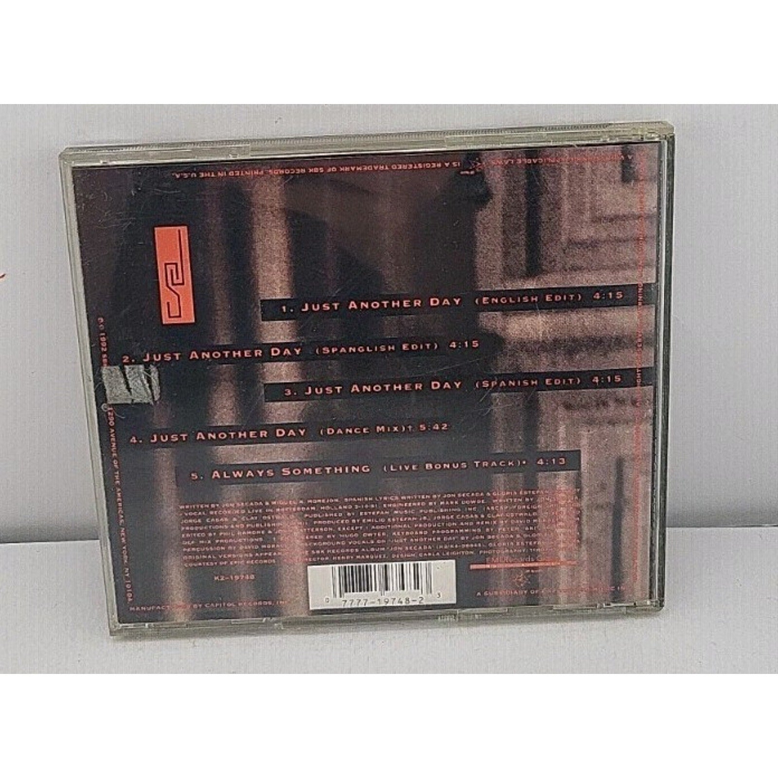 Just Another Day [Single] by Jon Secada (CD, 1992, SBK Records)
