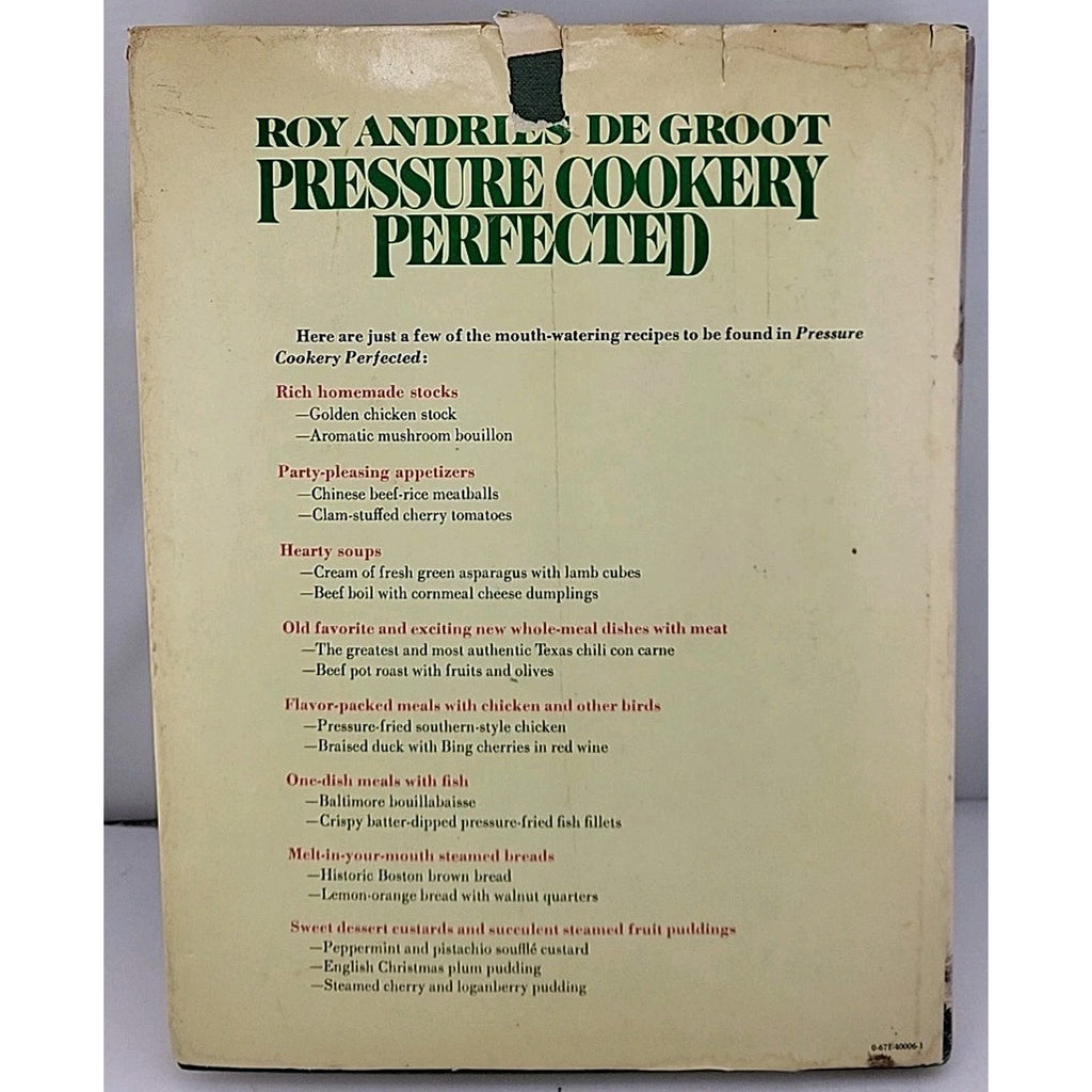 Pressure Cookery Perfected by Roy A. De Groot (1978, Hardcover)