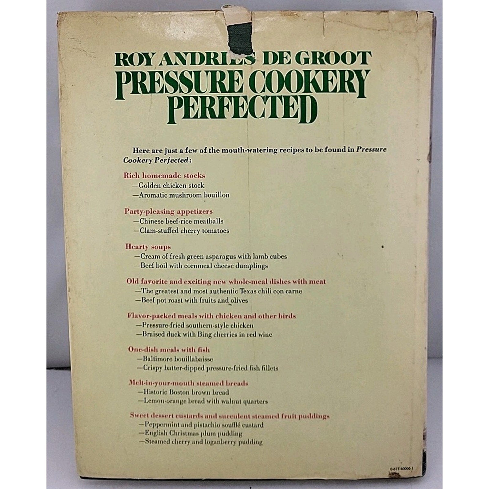 Pressure Cookery Perfected by Roy A. De Groot (1978, Hardcover)