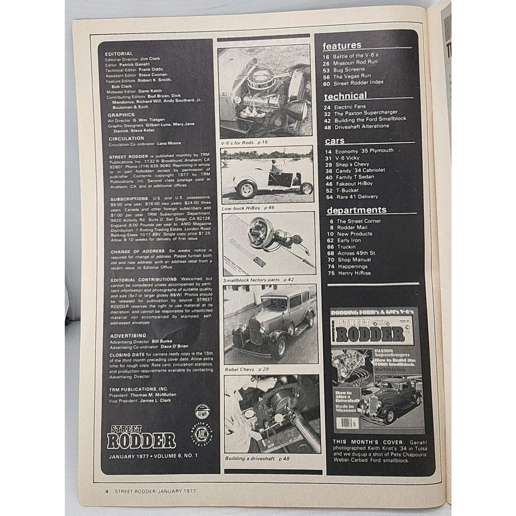 Street Rodder Magazine January 1977 Volume 6 No. 1