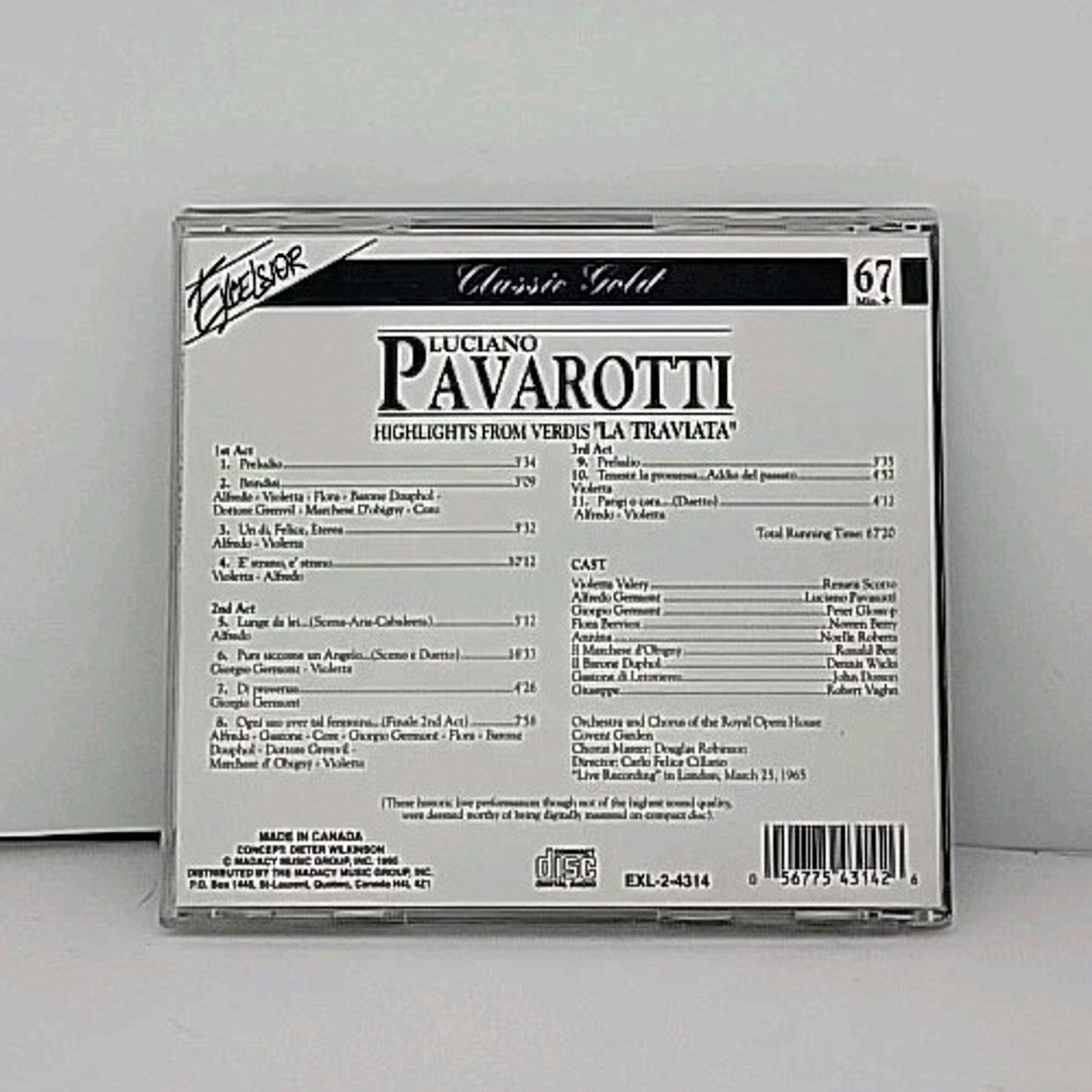 Luciano Pavarotti Highlights From La Traviata CD Excelsior Classic Gold