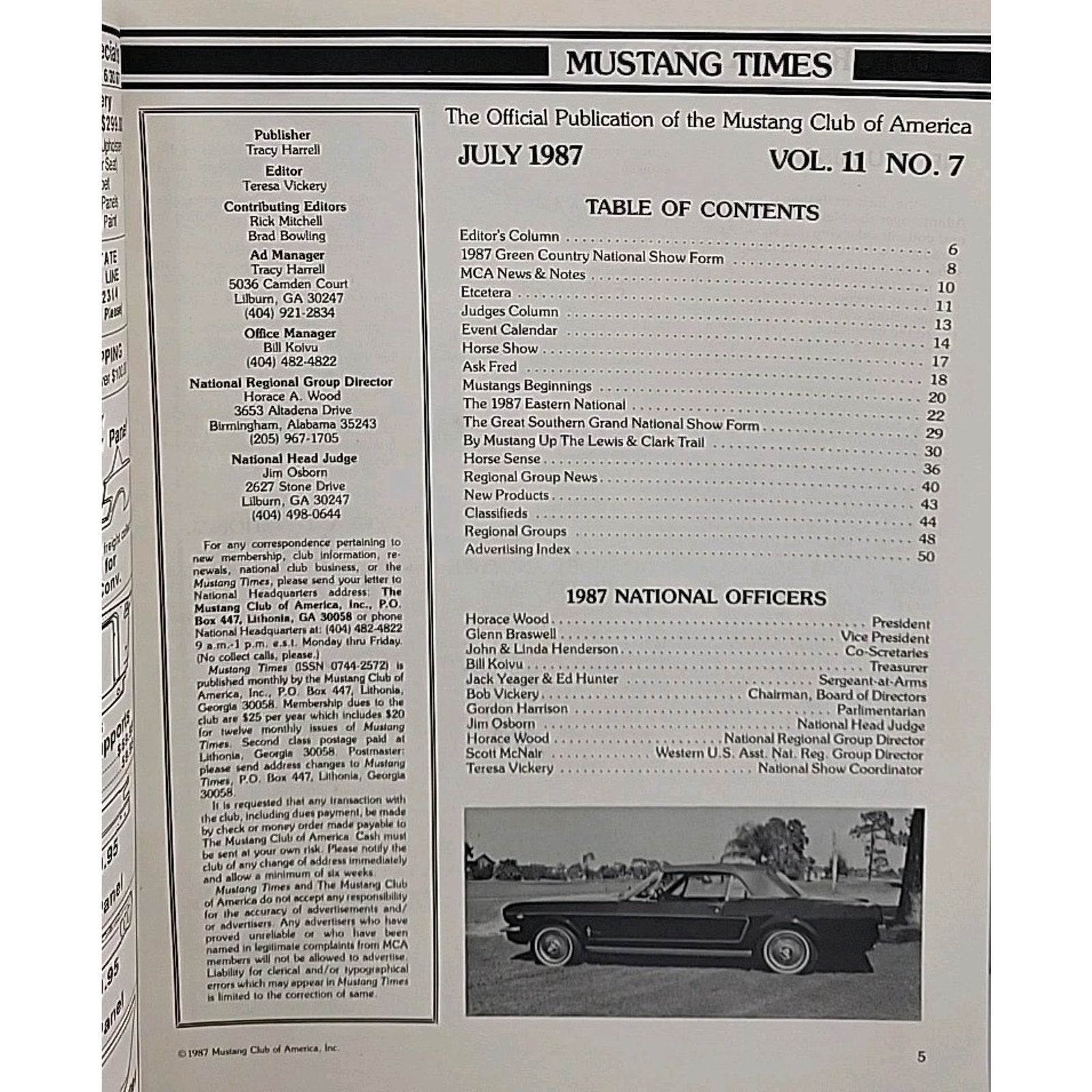 Mustang Times Magazine July 1987 Vol. 11 No. 7