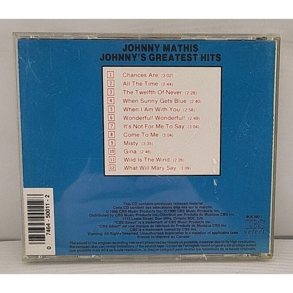 Johnny's Greatest Hits by Johnny Mathis (CD, May-1991, Special Edition)