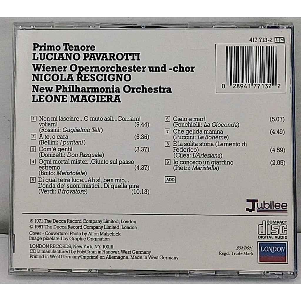 Luciano Pavarotti – Primo Tenore CD 1987 Opera Classical London Jubilee
