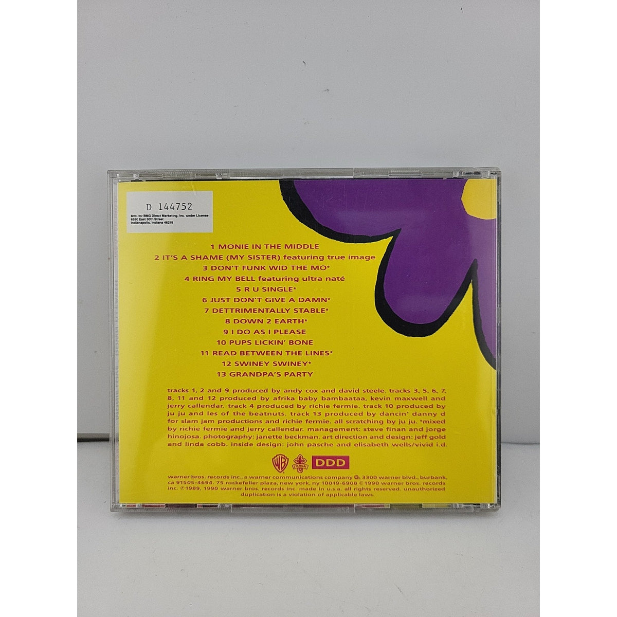 Monie Love – Down To Earth (CD, 1990, Warner Bros.) Hip-Hop R&B Album