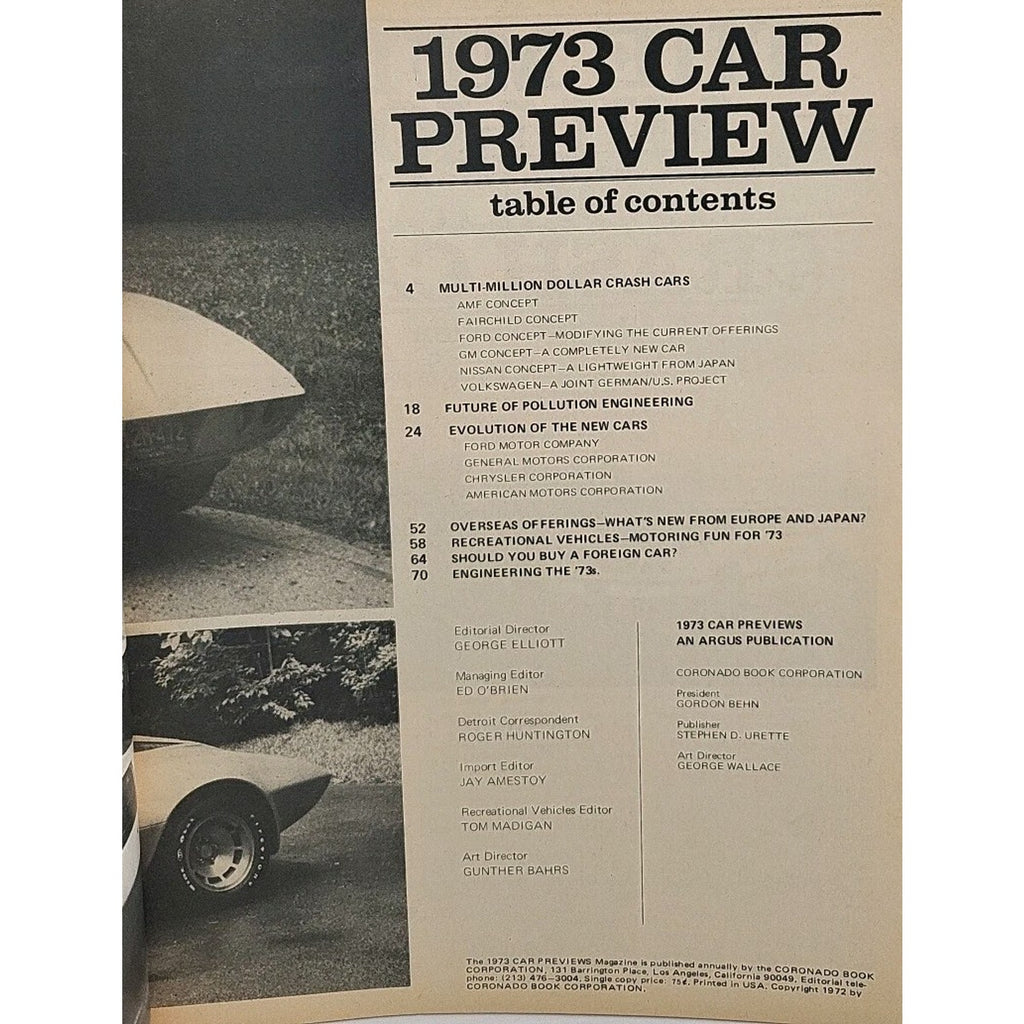 January 1973 Cars Preview Magazine