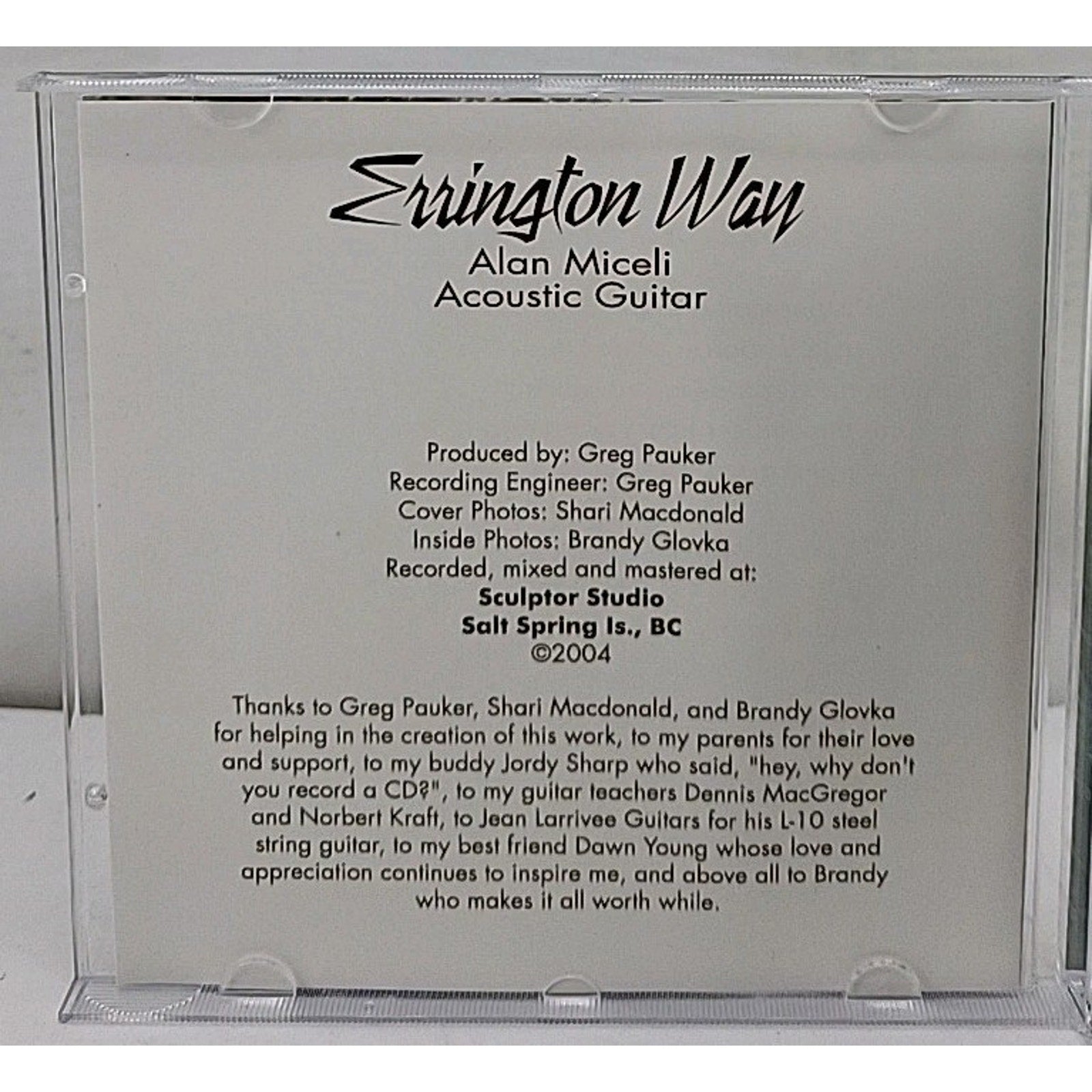Errington Way by Alan Miceli (CD, 2007)