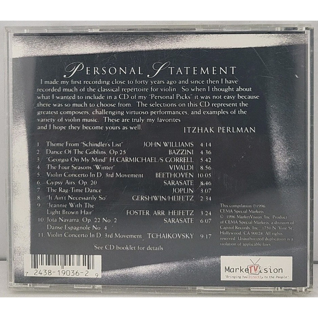 Itzhak Pearlman: Personal Picks Music CD