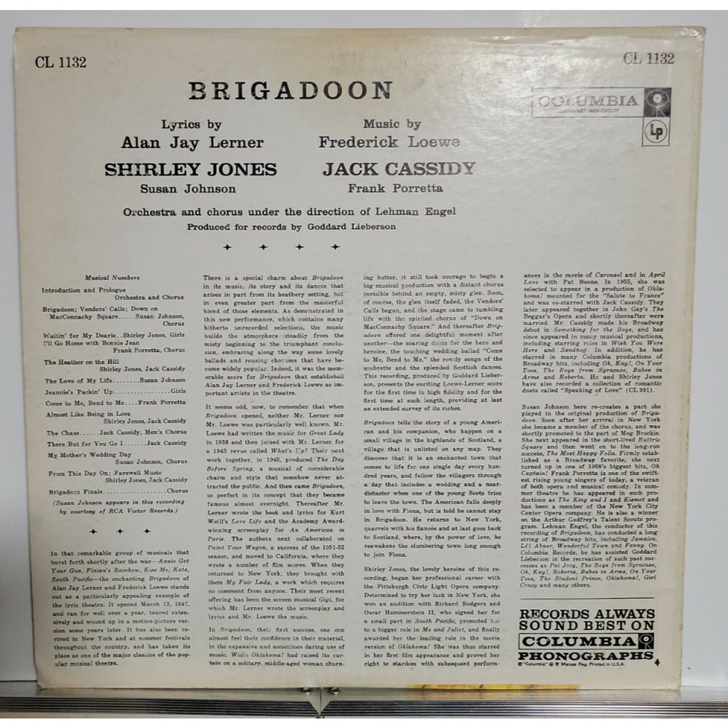 Shirley Jones • Jack Cassidy • Susan Johnson•Frank Porretta ‎– Brigadoon (Vinyl)