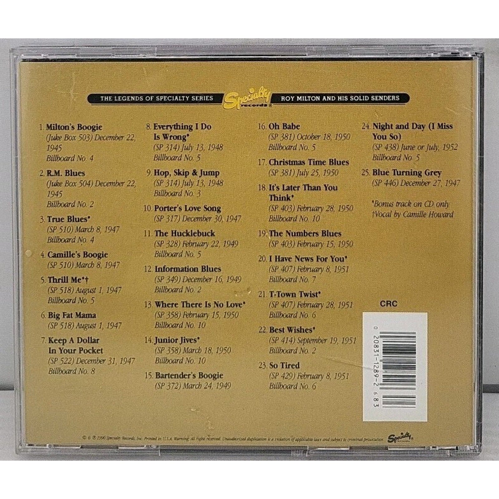 Roy Milton & His Solis Senders CD