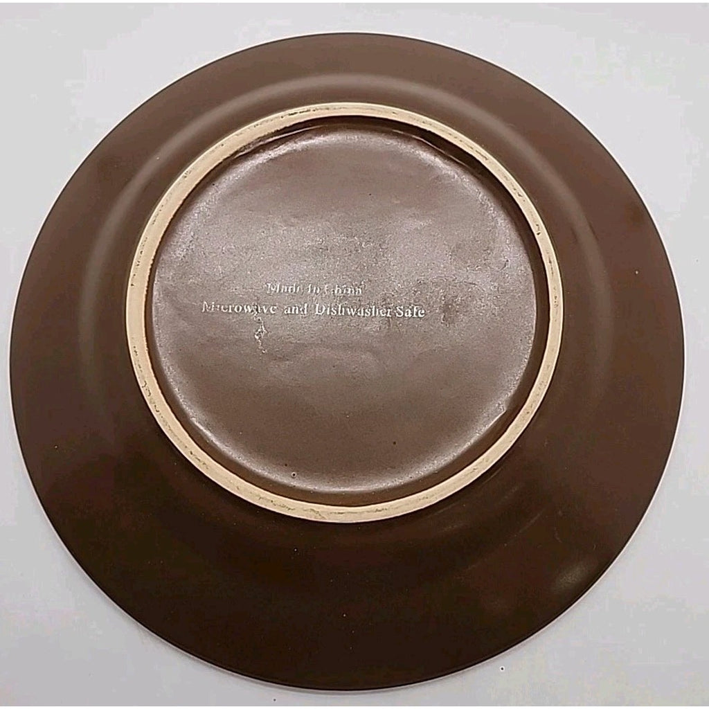Brown Stoneware Gingerbread Cookie Plate Made in China