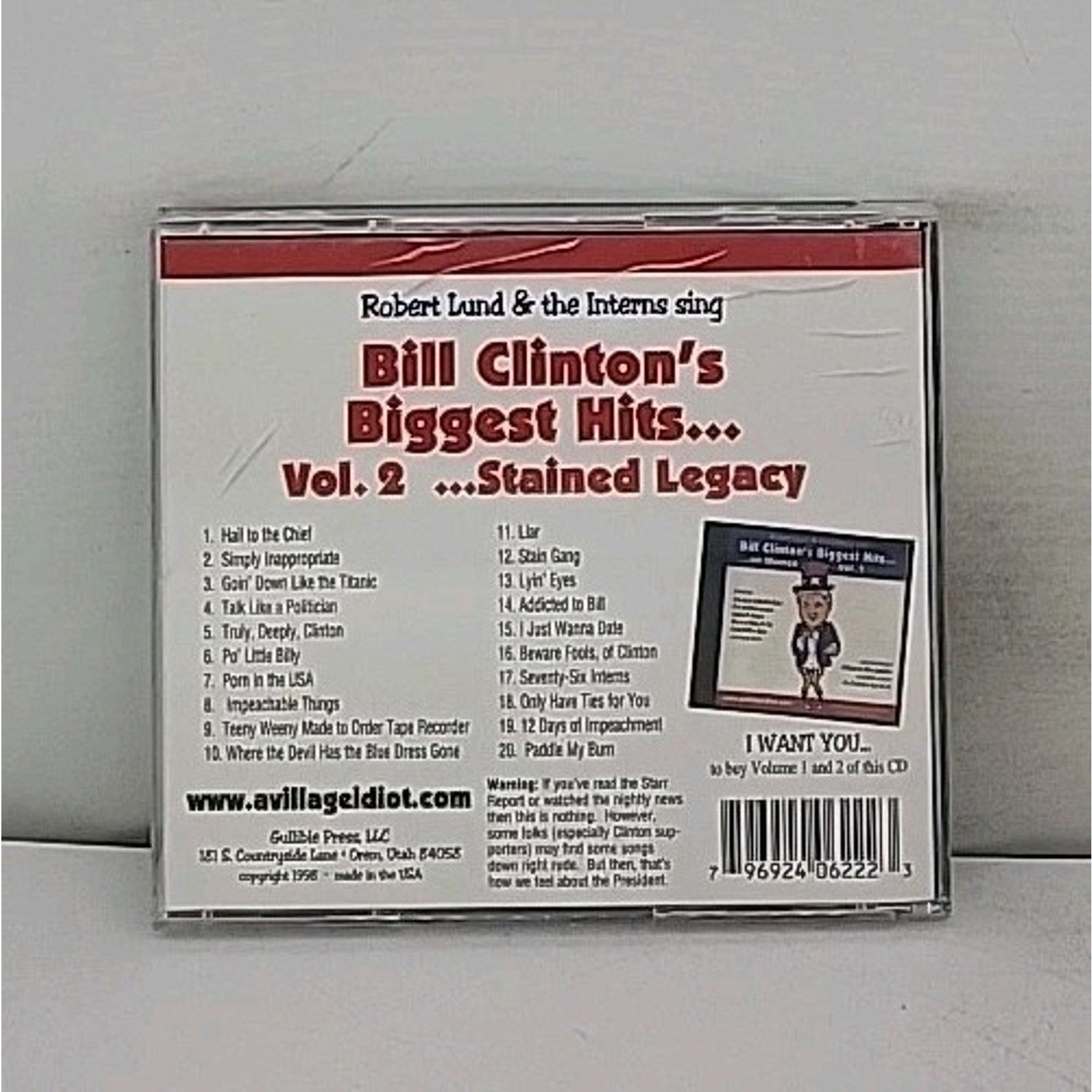Bill Clinton’s Biggest Hits Volume 2 Robert Lund & The Interns CD