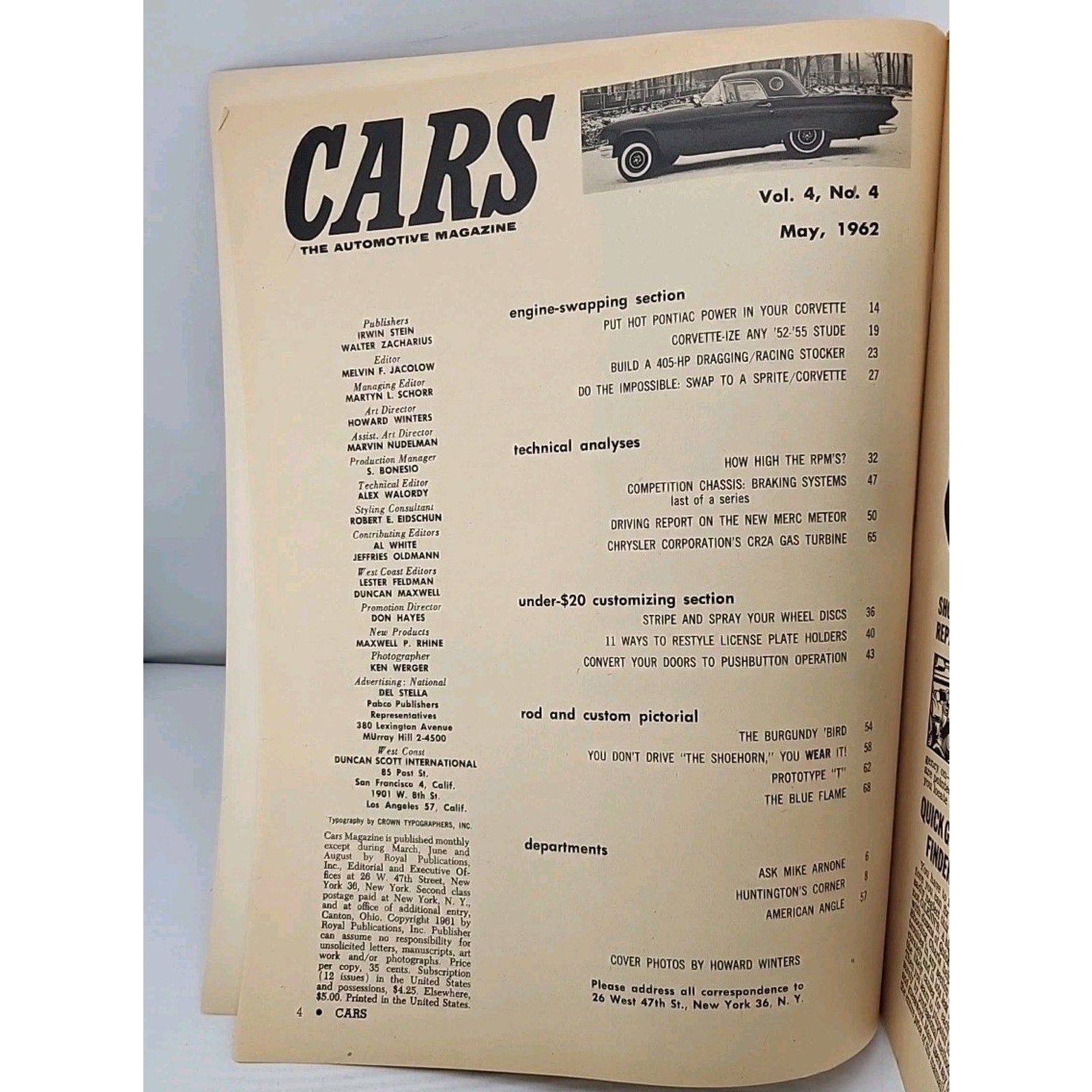 Cars The Automotive Magazine May 1962 – The Burgundy Bird / 4 Great Engine Swaps