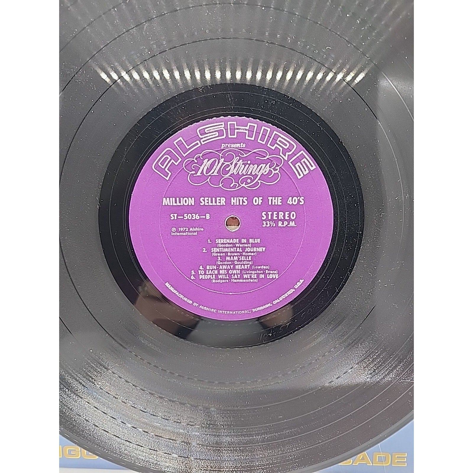 101 Strings - Million Seller Hit Songs of the 40's Vinyl Record (Record)