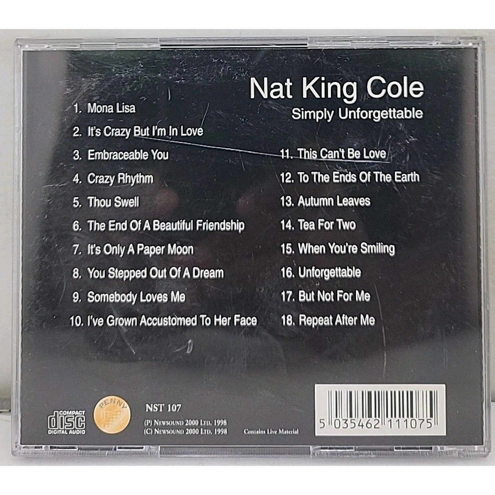 Nat King Cole Simply Unforgettable (CD: 2000)