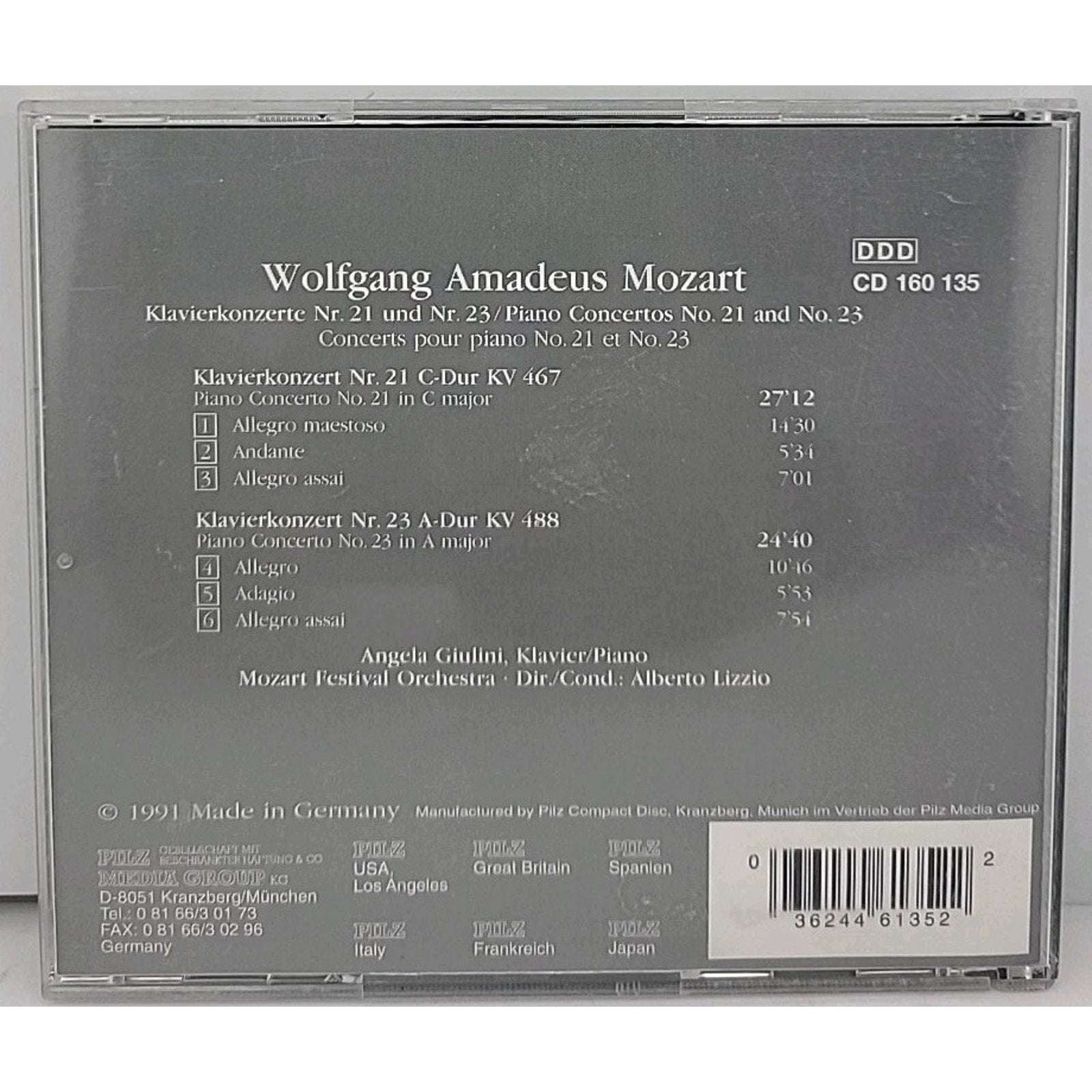 Mozart Klavierkonzerte Nr 21 Und Nr 23 CD Vienna Master Series