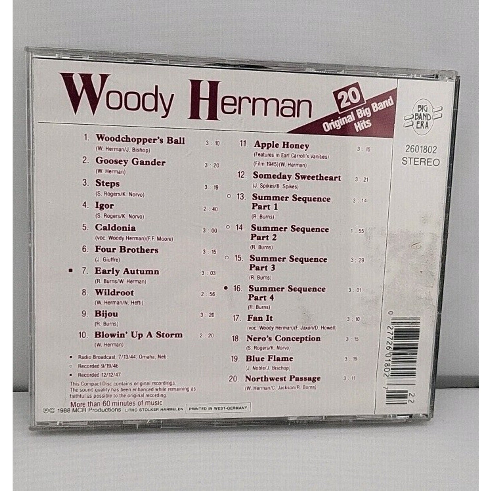 Woody Herman - 20 Original Big Band Hits (CD) Jazz Clarinet and Sax