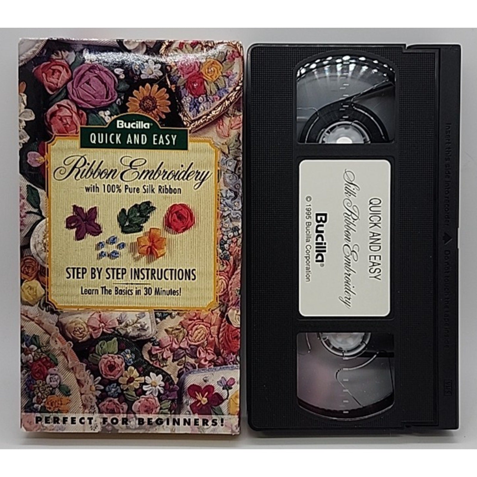 Bucilla Silk Ribbon Embroidery Step By Step Instructions (VHS, 1995)