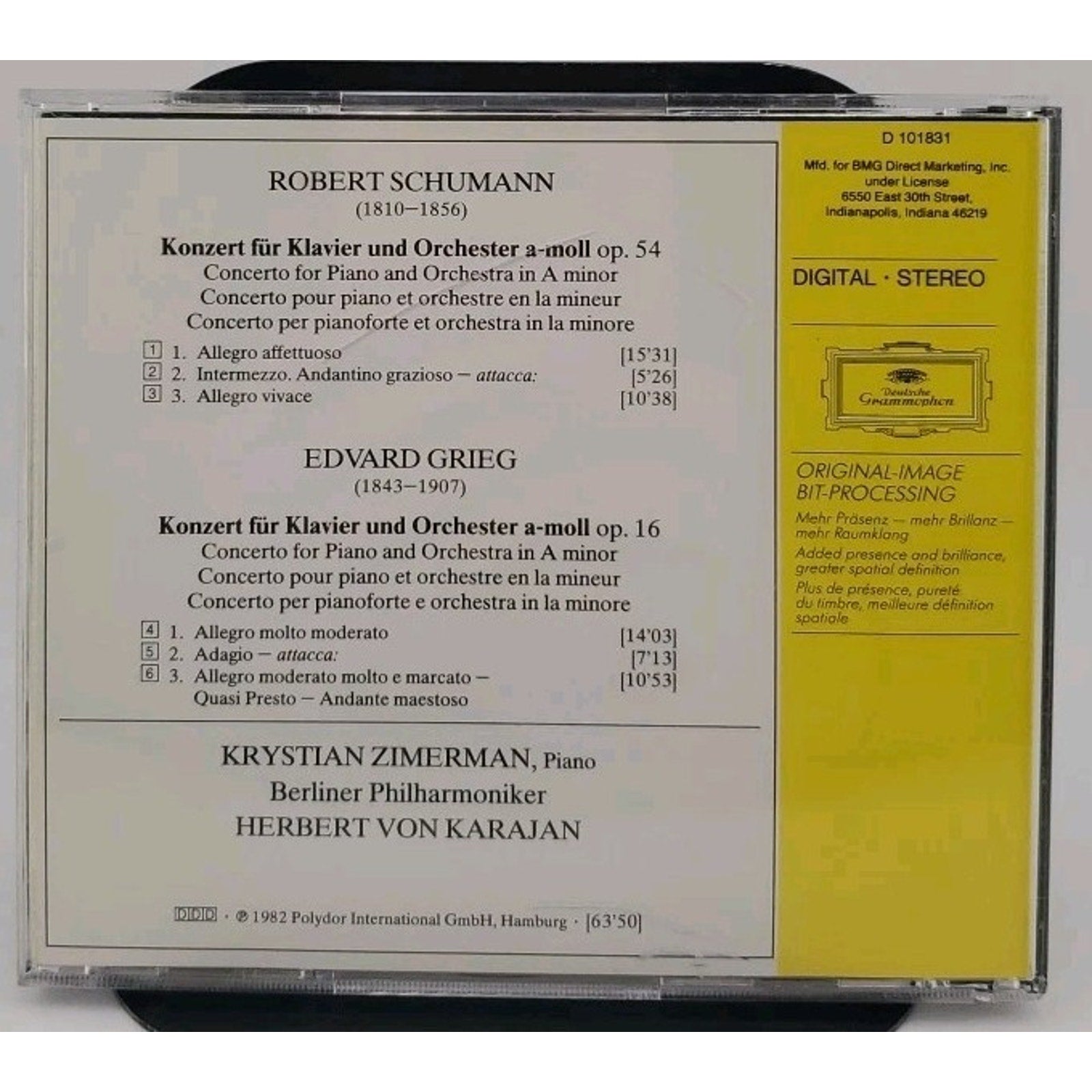 Piano Concerti by Grieg & Schumann / Zimerman / Karajan / Bpo (CD, 1993)