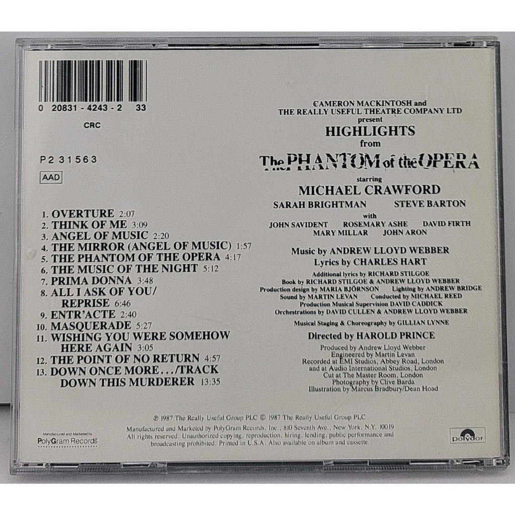 Highlights From The Phantom Of The Opera - Musical CD