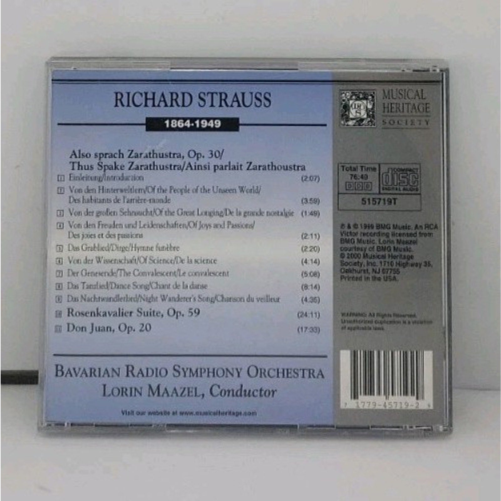 Lorin Maazel Conducts Richard Strauss Also Sprach Zarathustra CD