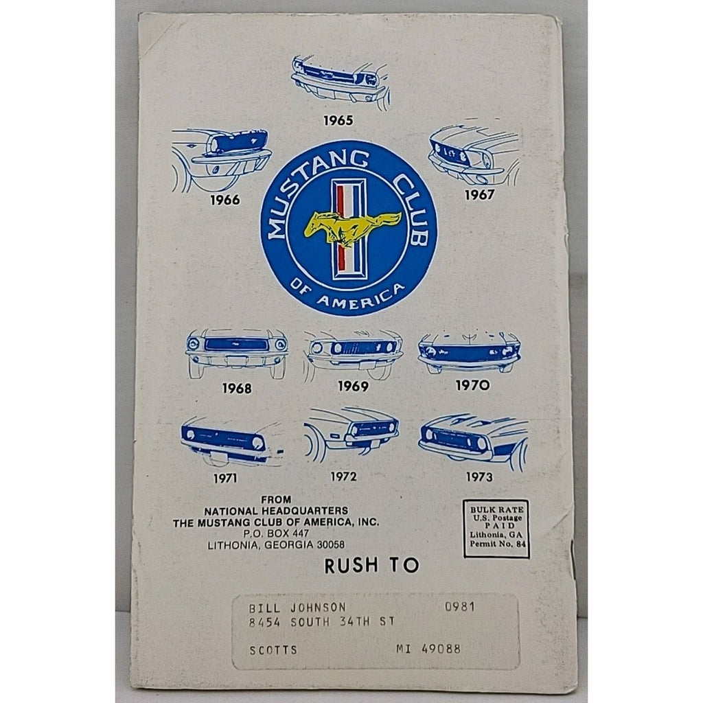 The Mustang Club Of America Booklet - Roster 1981-82 Of Memebers -