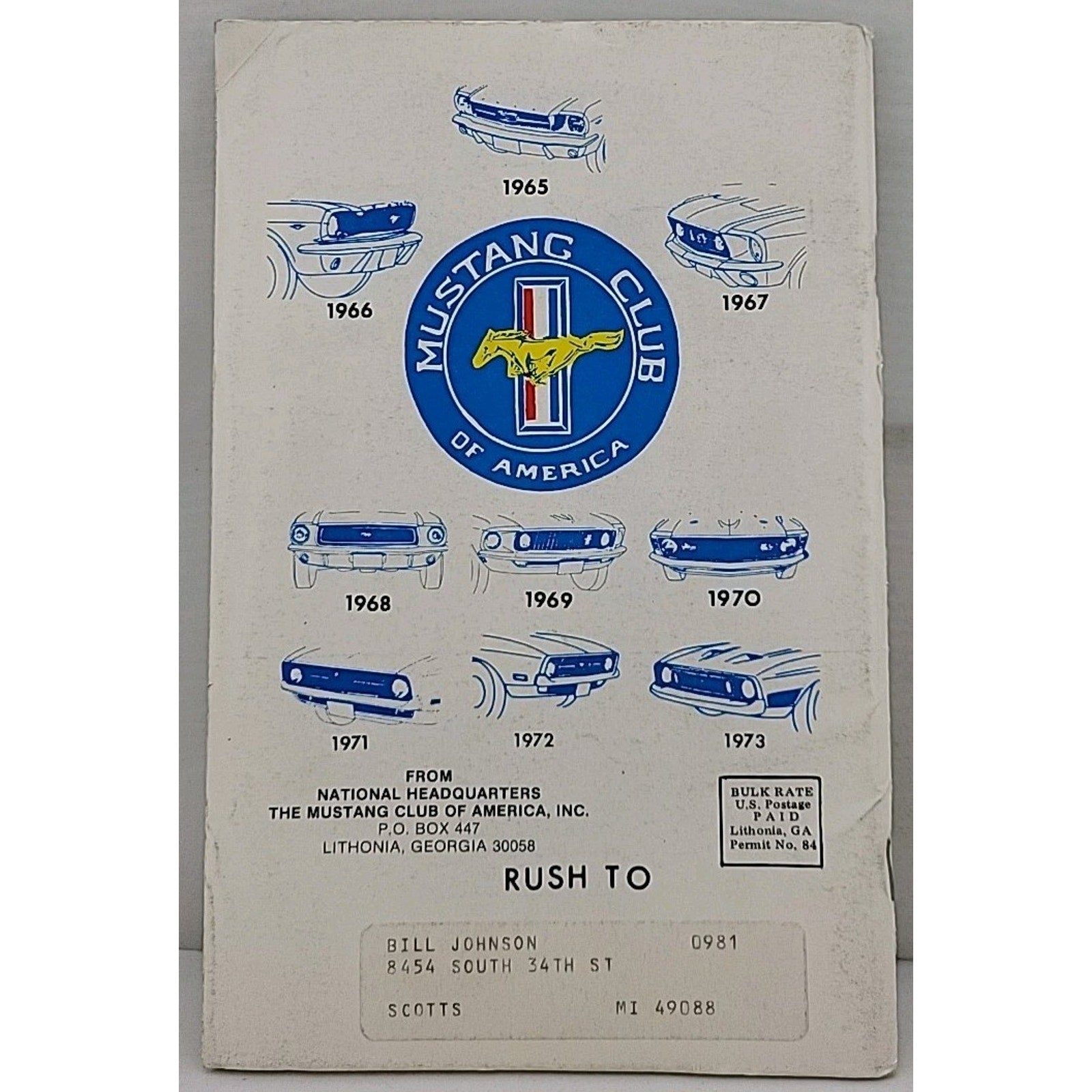 The Mustang Club Of America Booklet - Roster 1981-82 Of Memebers -
