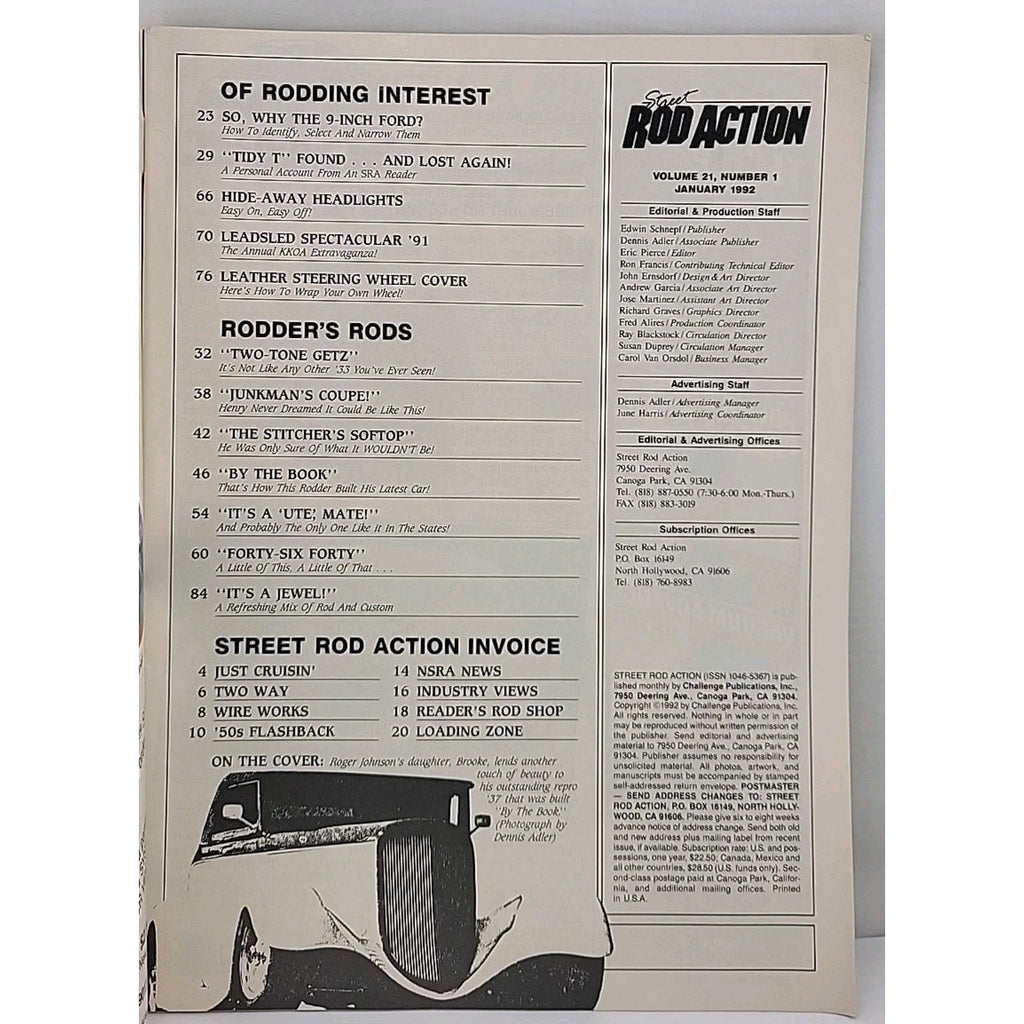 Street Rod Action Magazine January 1992 Volume 21 Number 1