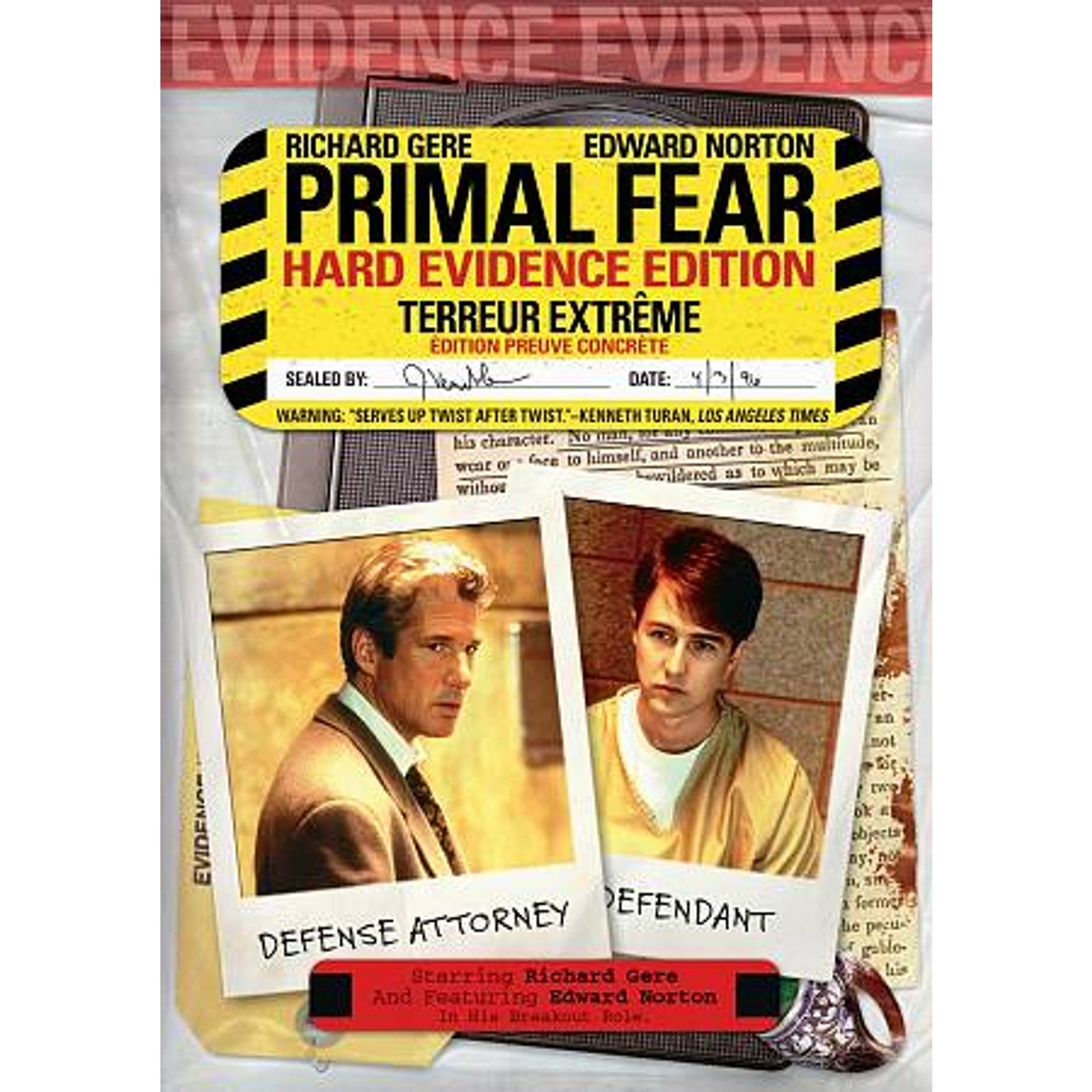 Primal Fear (DVD, 2009, Canadian Hard Evidence Edition)