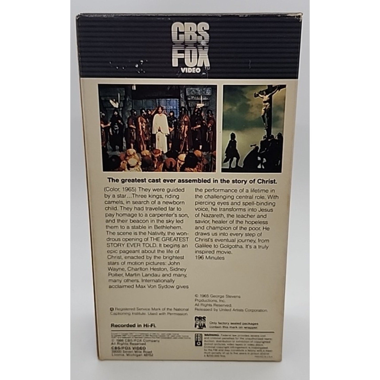 The Greatest Story Ever Told (VHS, 2-Tape Set)