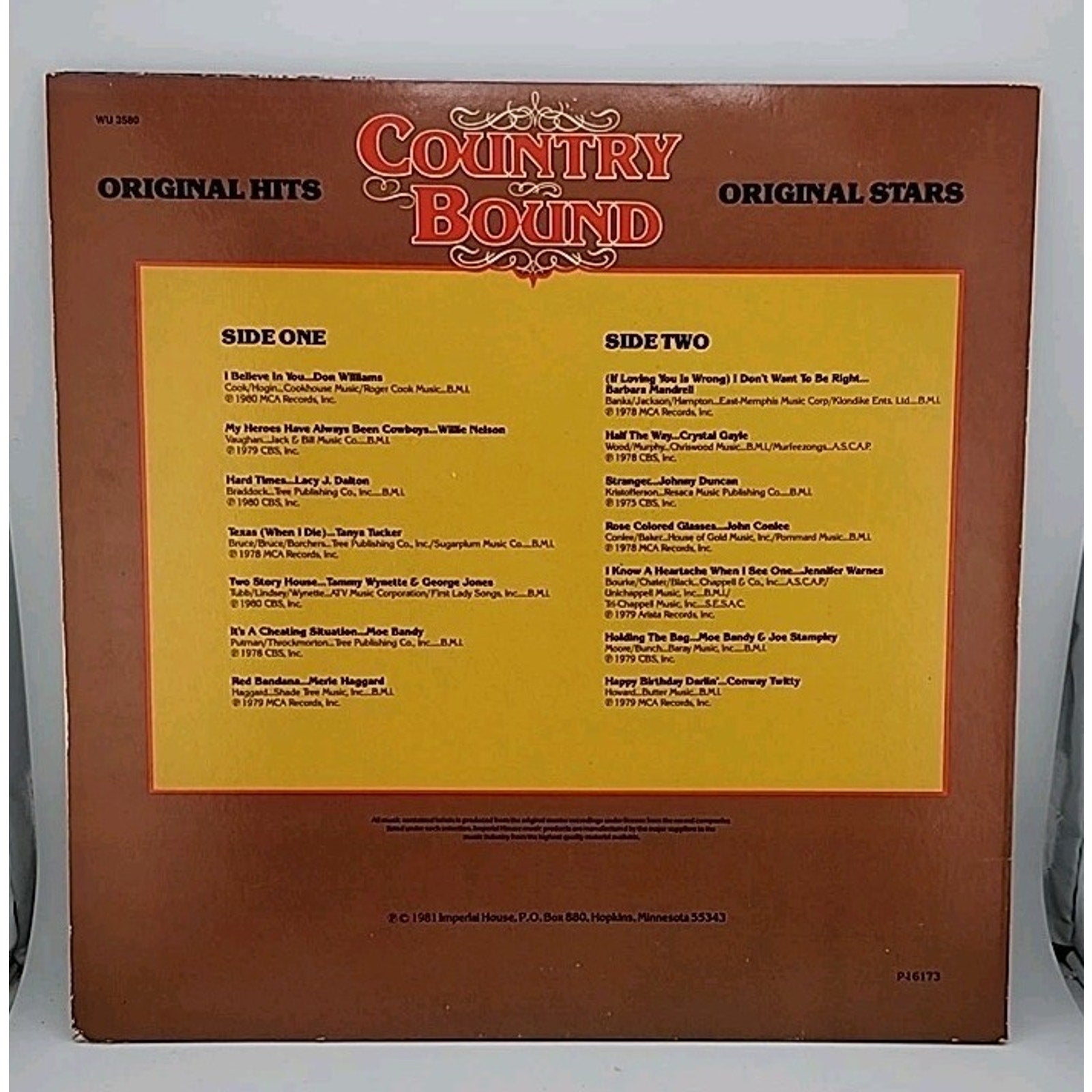 Country Bound Vinyl, LP, Compilation 1981 Imperial House – WU 3580