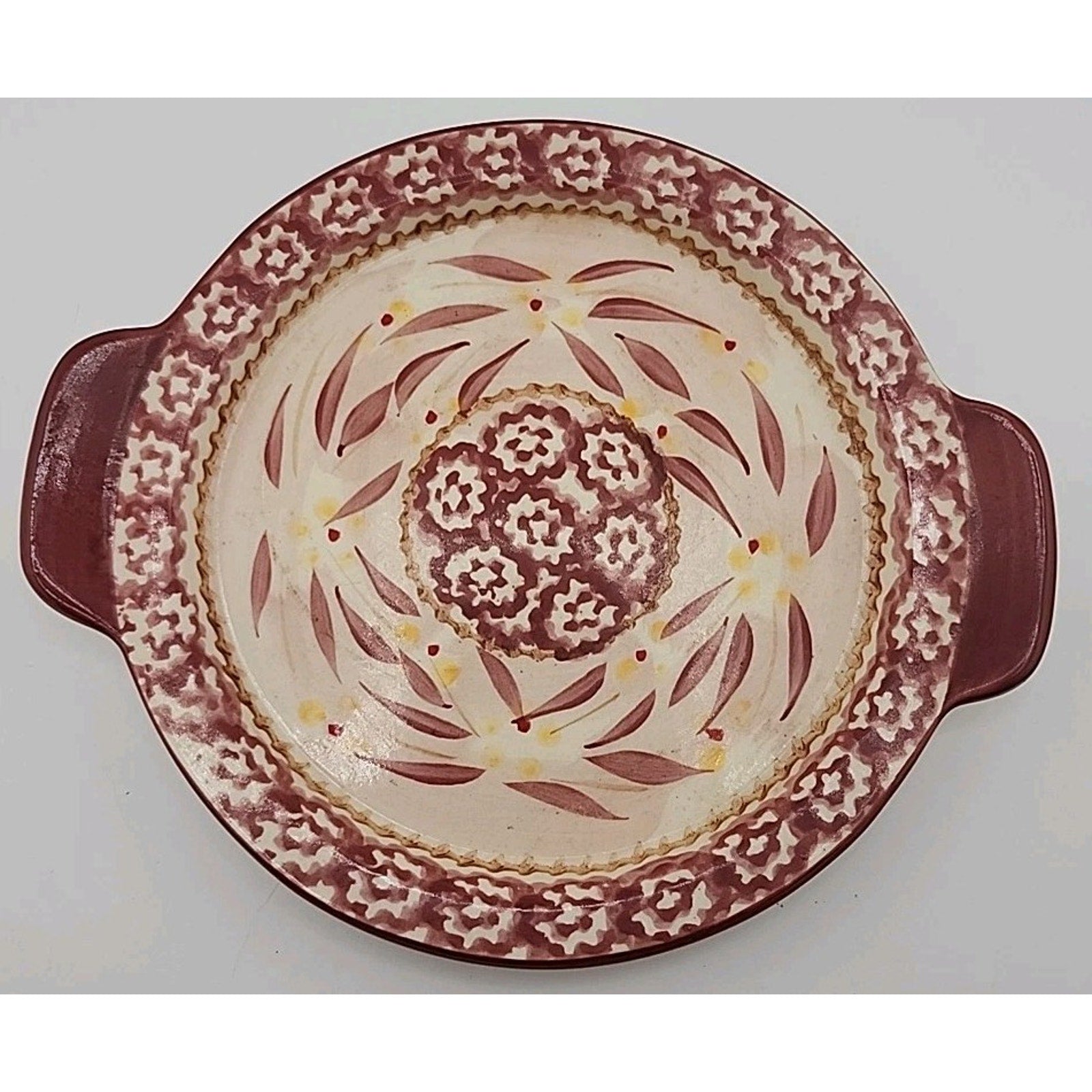 Tara Temptations Presentable Ovenware Old World Plate Trivet w Handles Red 7.5"