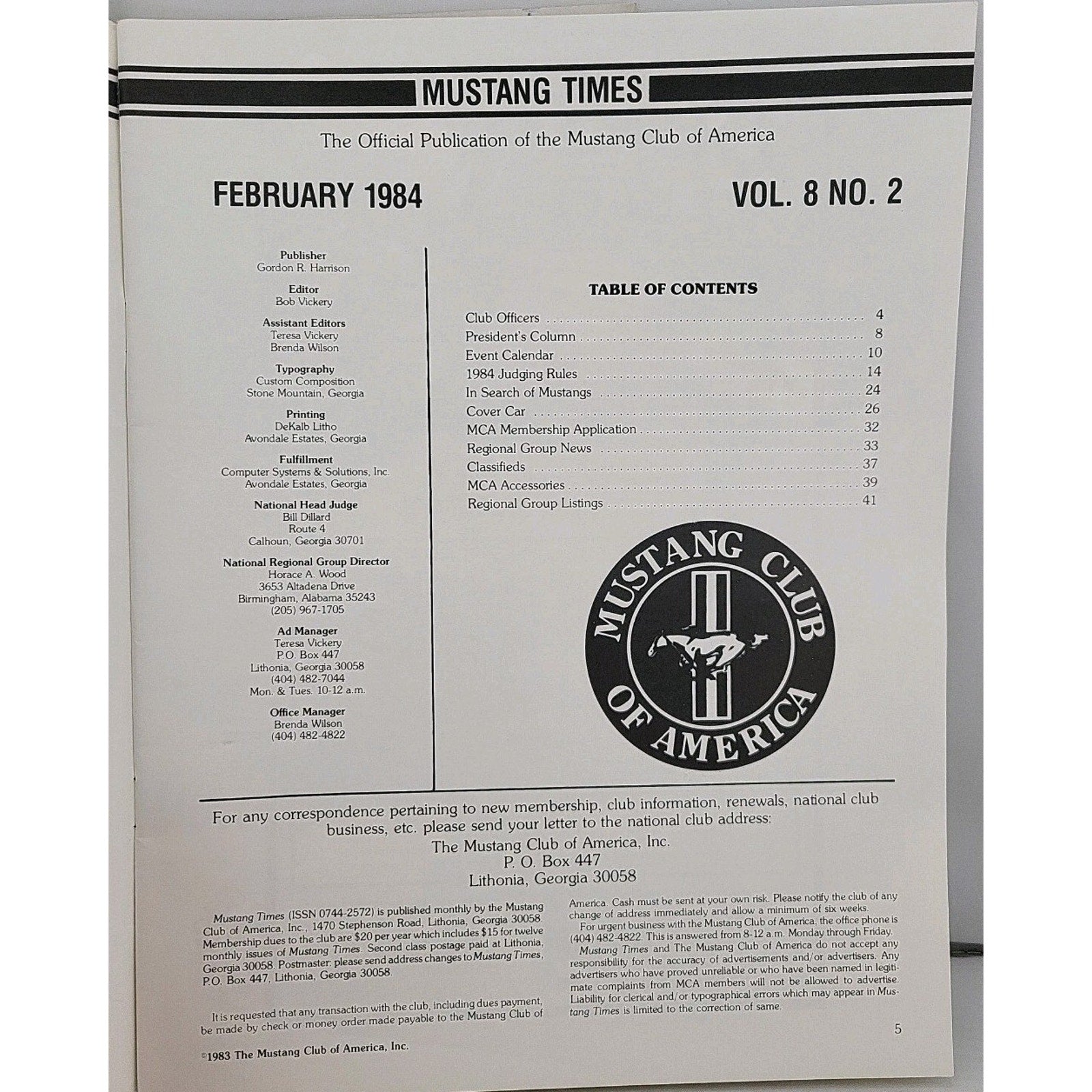 Mustang Times 1984 February Magazine