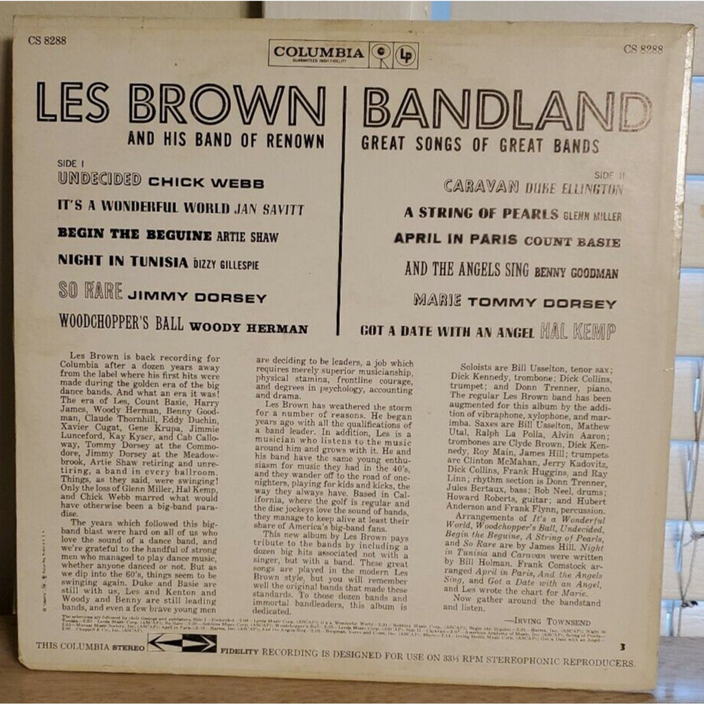 LES BROWN AND HIS BAND OF RENOWN BANDLAND GREAT SONGS OF GREAT BANDS VINYL LP