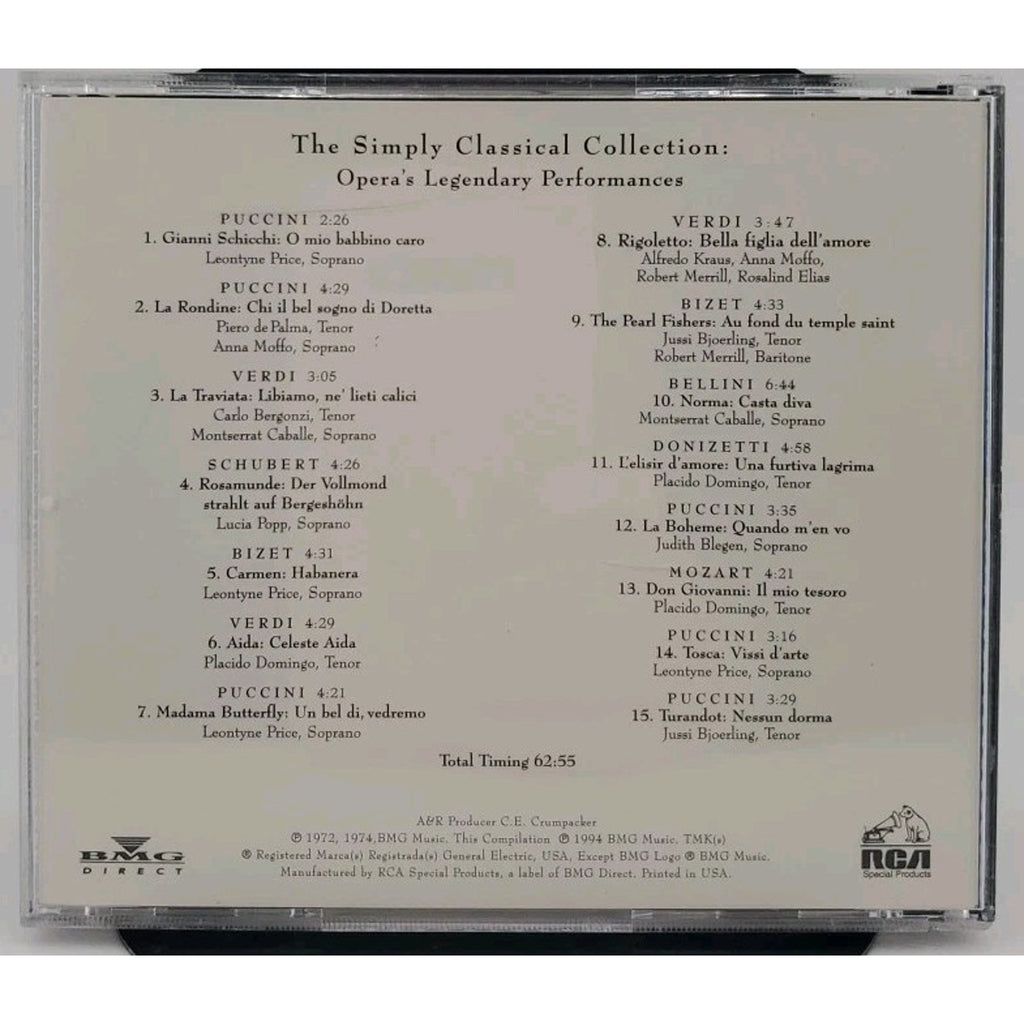 Opera's Legendary Performances CD