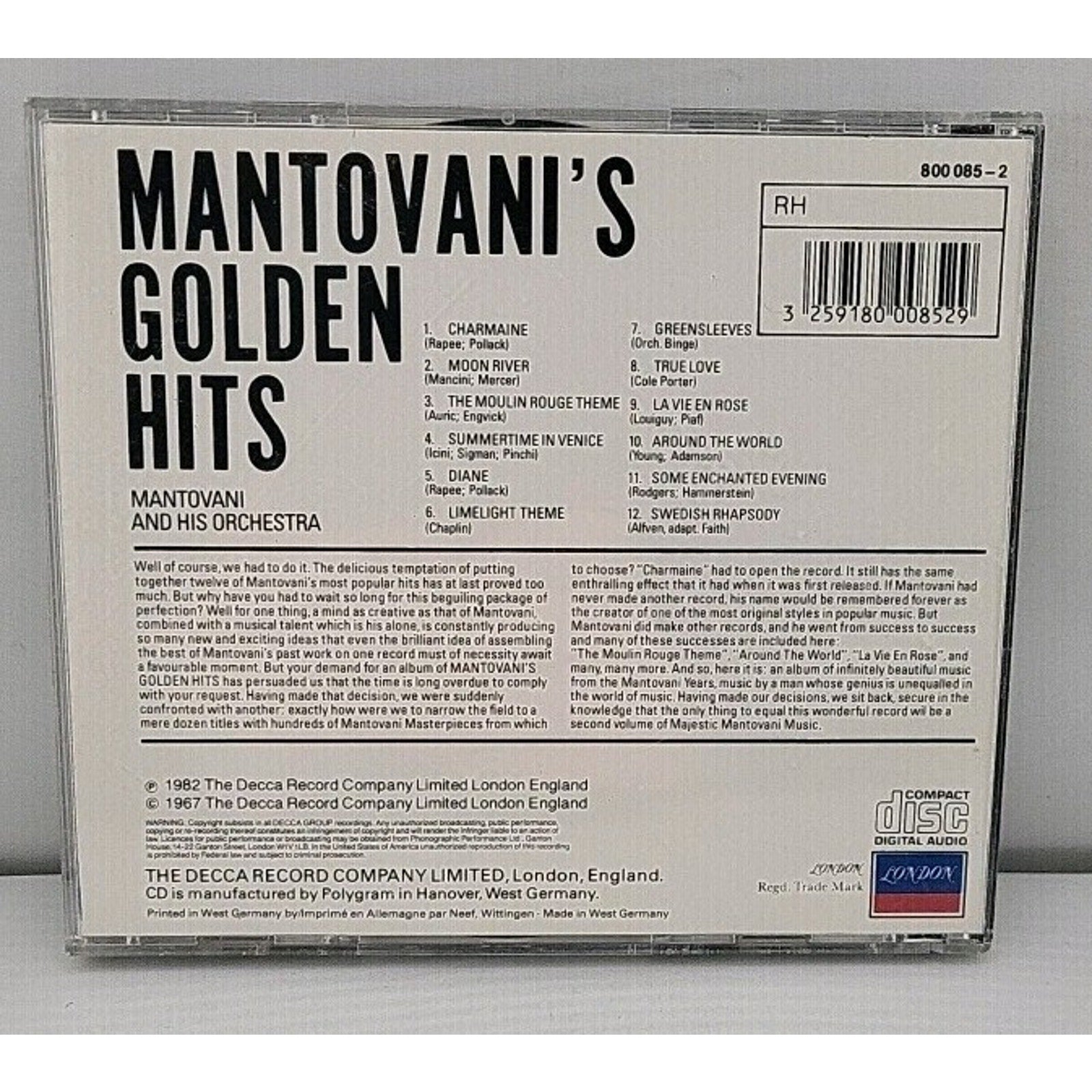 Mantovani's Golden Hits CD Album