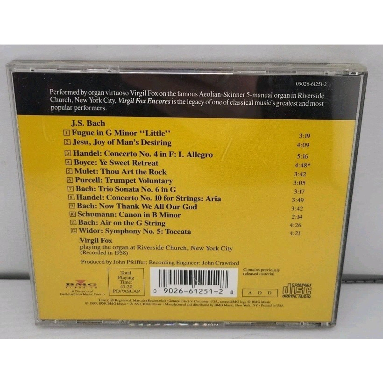 Organ Recital by Fox, Virgil (CD, 1993)