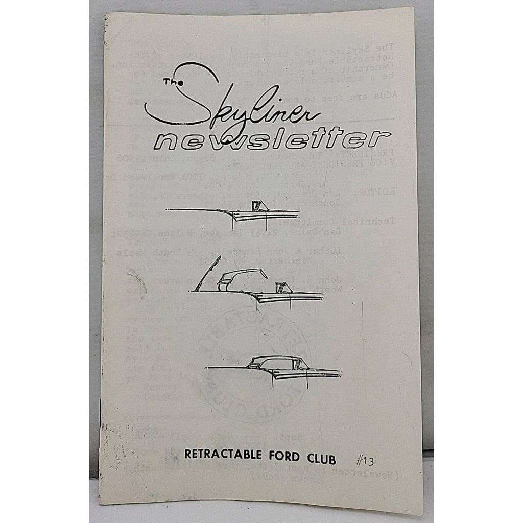 The Skyliner Newsletter - Retractable Ford Club - September-October #13 1975