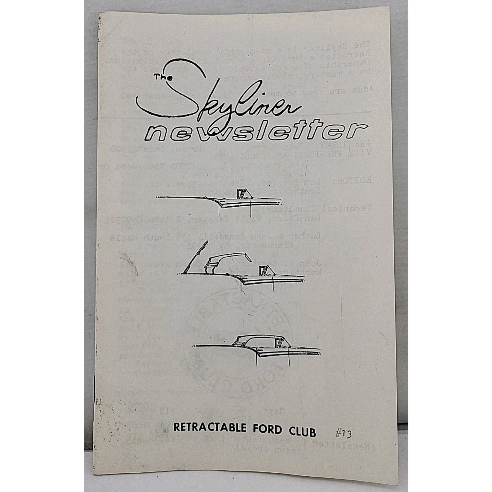 The Skyliner Newsletter - Retractable Ford Club - September-October #13 1975
