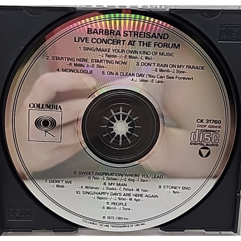 Live Concert at the Forum by Barbra Streisand (CD, 1989)