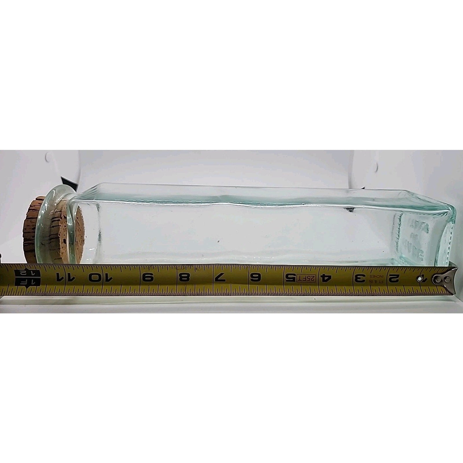 11" Square Glass Container And Cork Pasta Noodle Holder Made In Italy