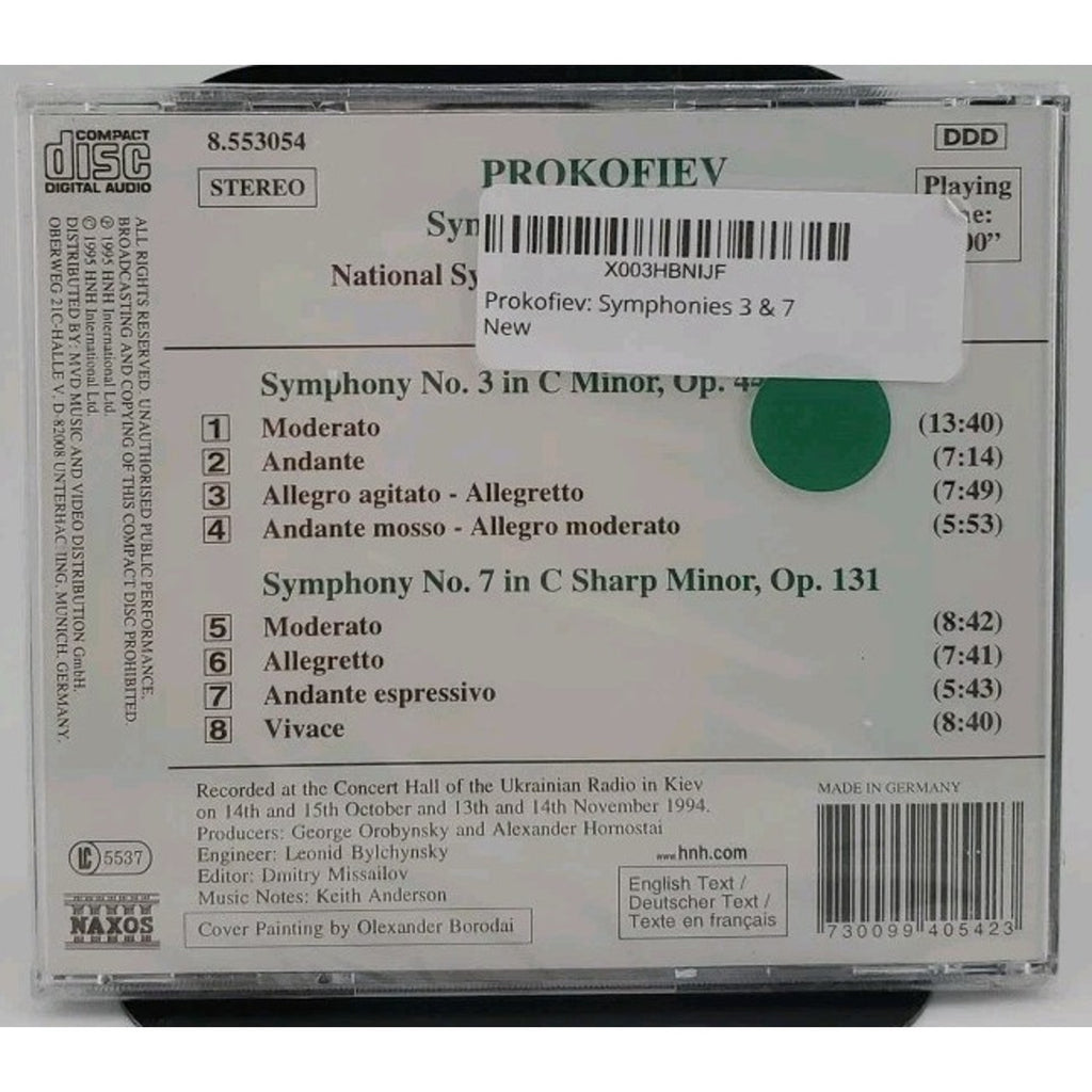 Symphonies 3 & 7 by Prokofiev / Kuchar / Nat'l Sym Orch of Ukraine (CD, 1995)NEW