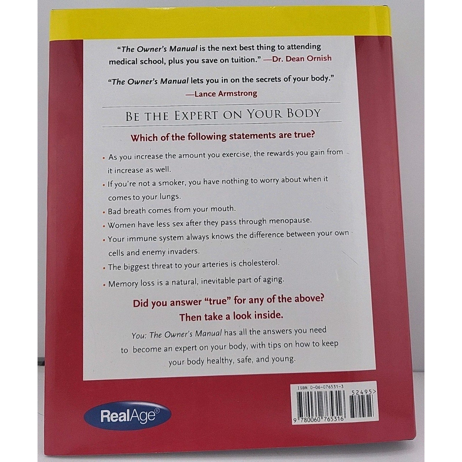 YOU - The Owner's Manual : An Insider's Guide to the Body That Will Make You...